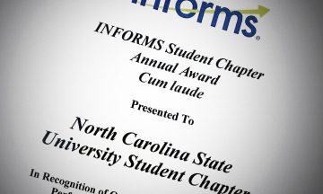 A close up photo of the INFORMS Student Chapter Award