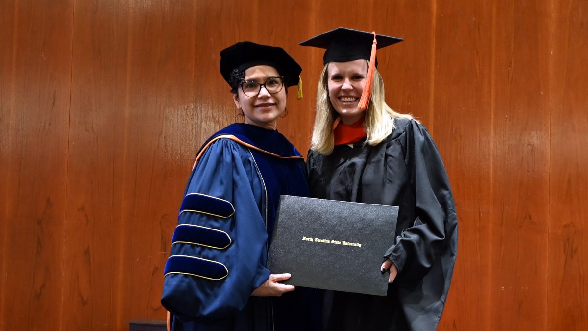 Chapin receives her Master of Operations Research from Maria Mayorga