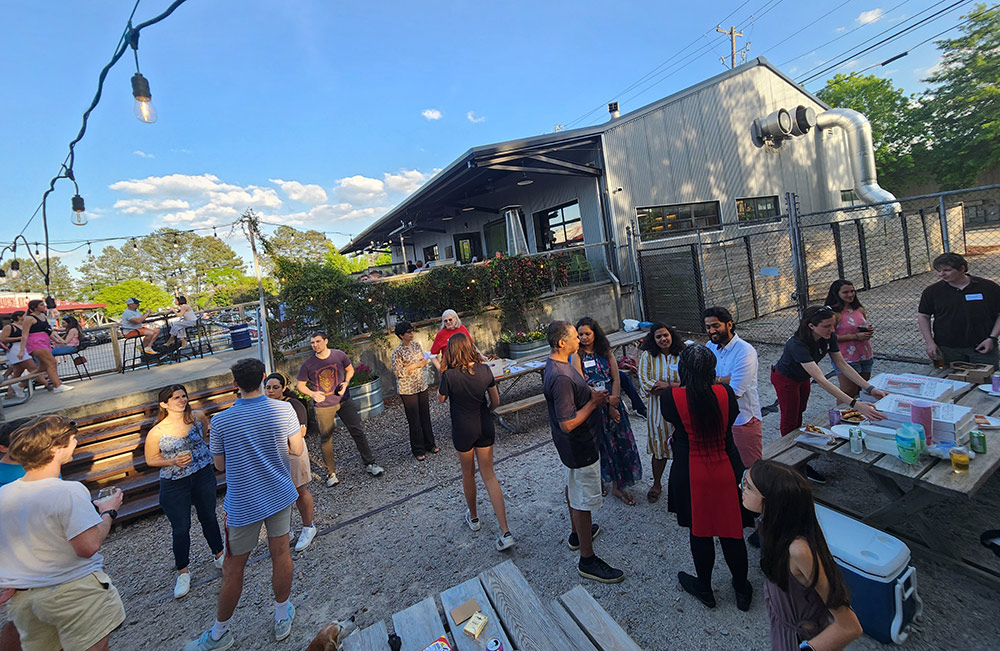 Students, staff, faculty and families of the OR Program celebrating another successful semester outside at the Lynnwood Brewing Concern.