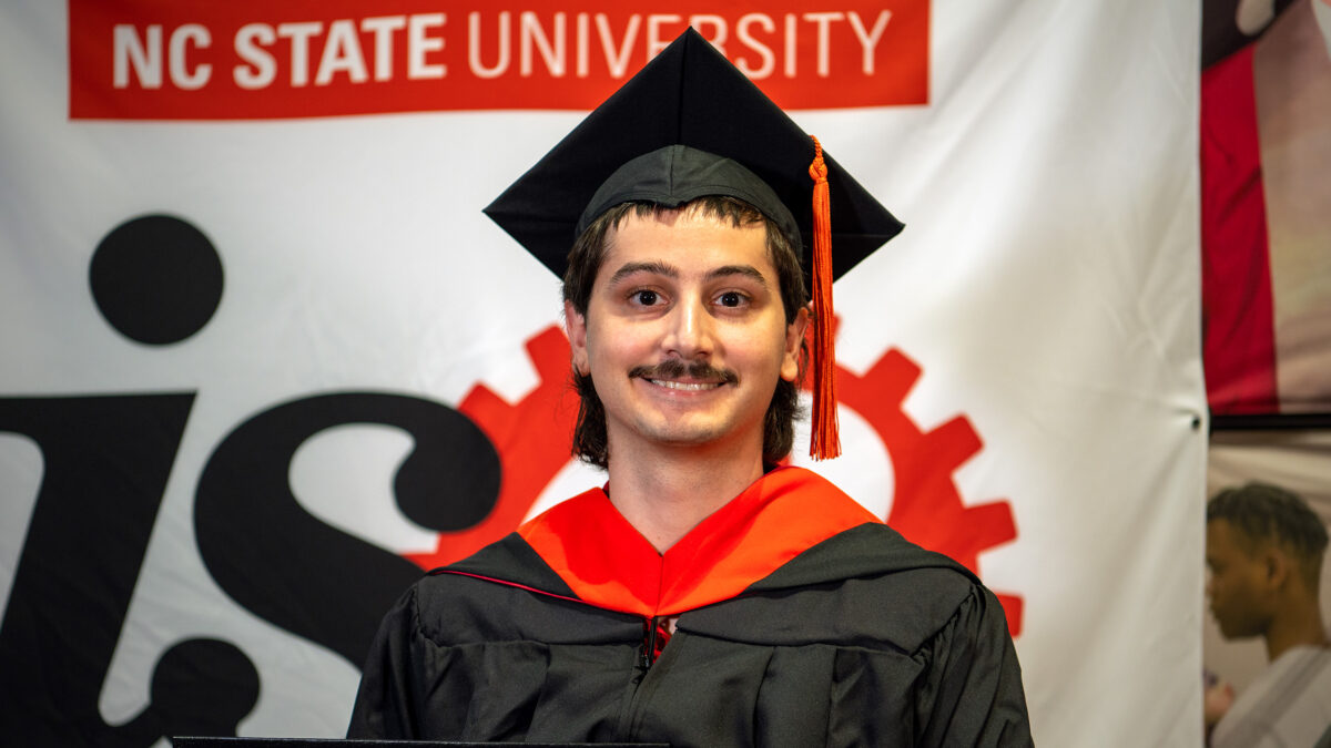 MOR student Paul Matney poses with his new degree.